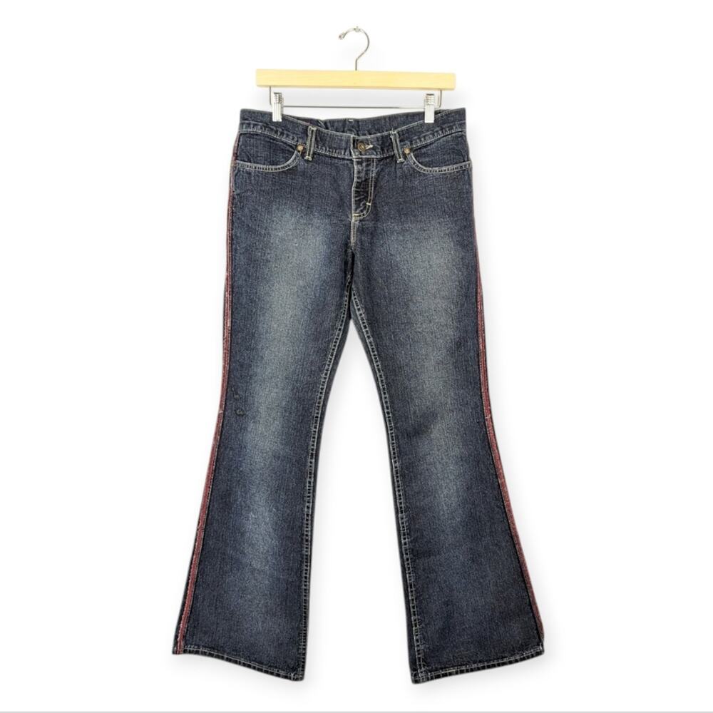 Lee Dungarees Retro Y2K Blue Hipster Flared Leg Jeans